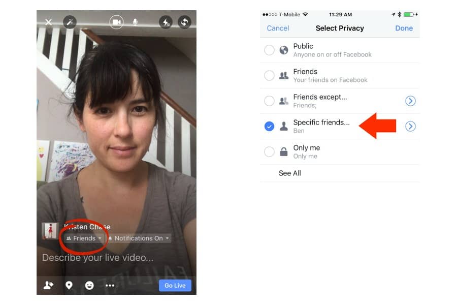 Step by step to invite friends to a Facebook Live 1