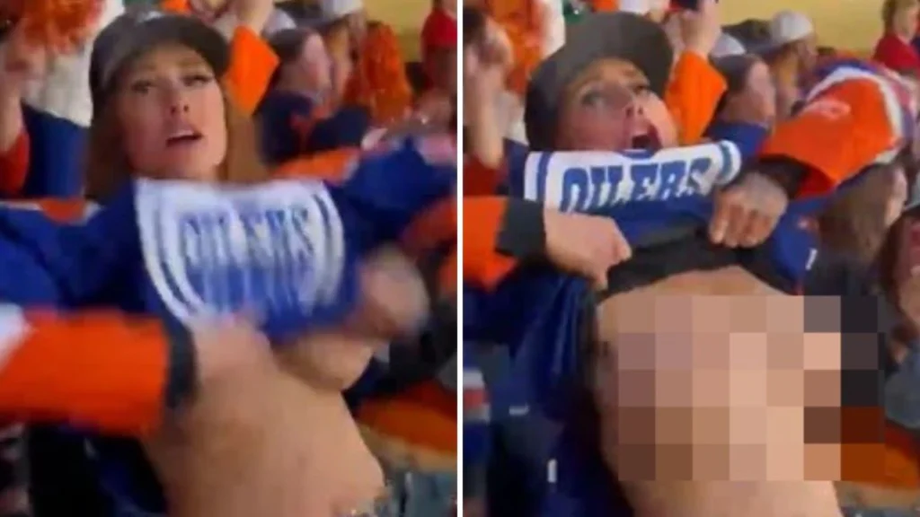 Oilers Fan Flashes Crowd Video Twitter